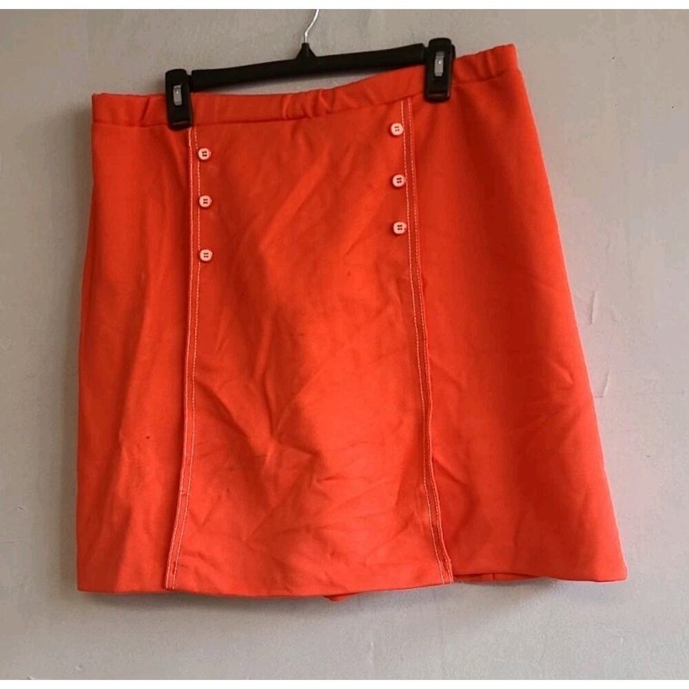 Vintage 1970s women's 18 XL 34" 1970s salmon orange skorts skirt sailor buttons